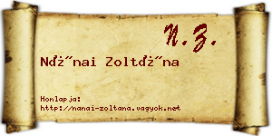 Nánai Zoltána névjegykártya